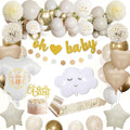 Jolof Store Gold and White Baby Shower Decorations Kit - 56 Piece Set