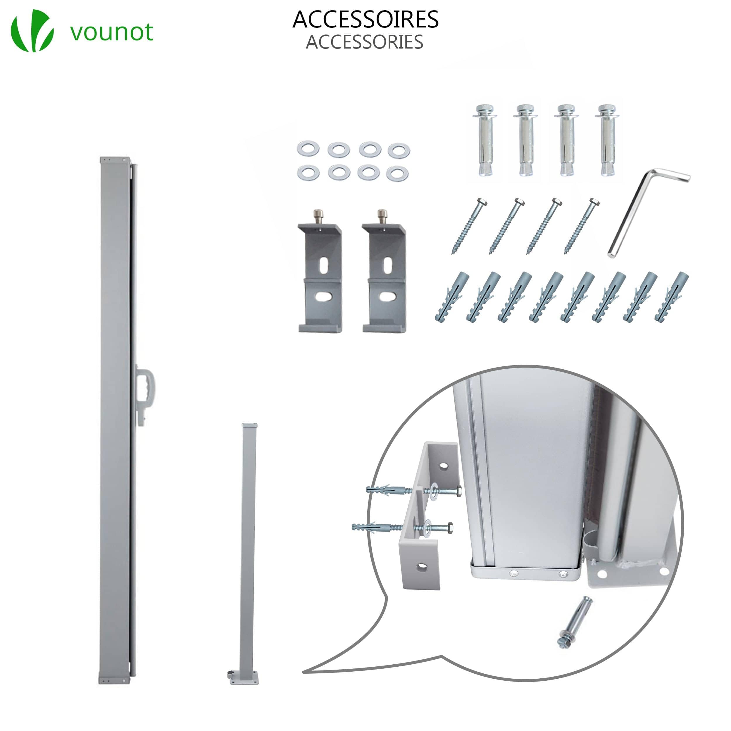 VOUNOT Retractable Side Awning | 140x300cm Outdoor Privacy Screen, Grey