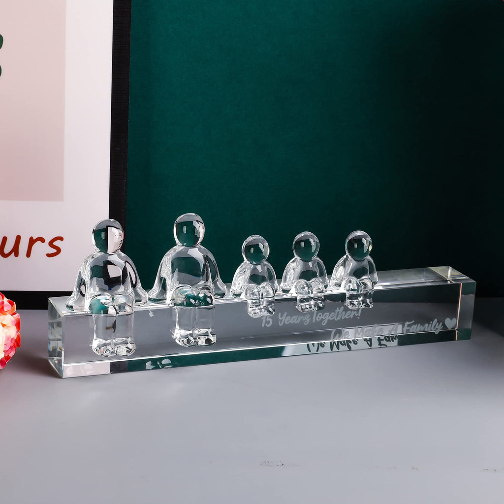 Movdyka 15th Anniversary Crystal Family Keepsake | 15 Years Together Gift