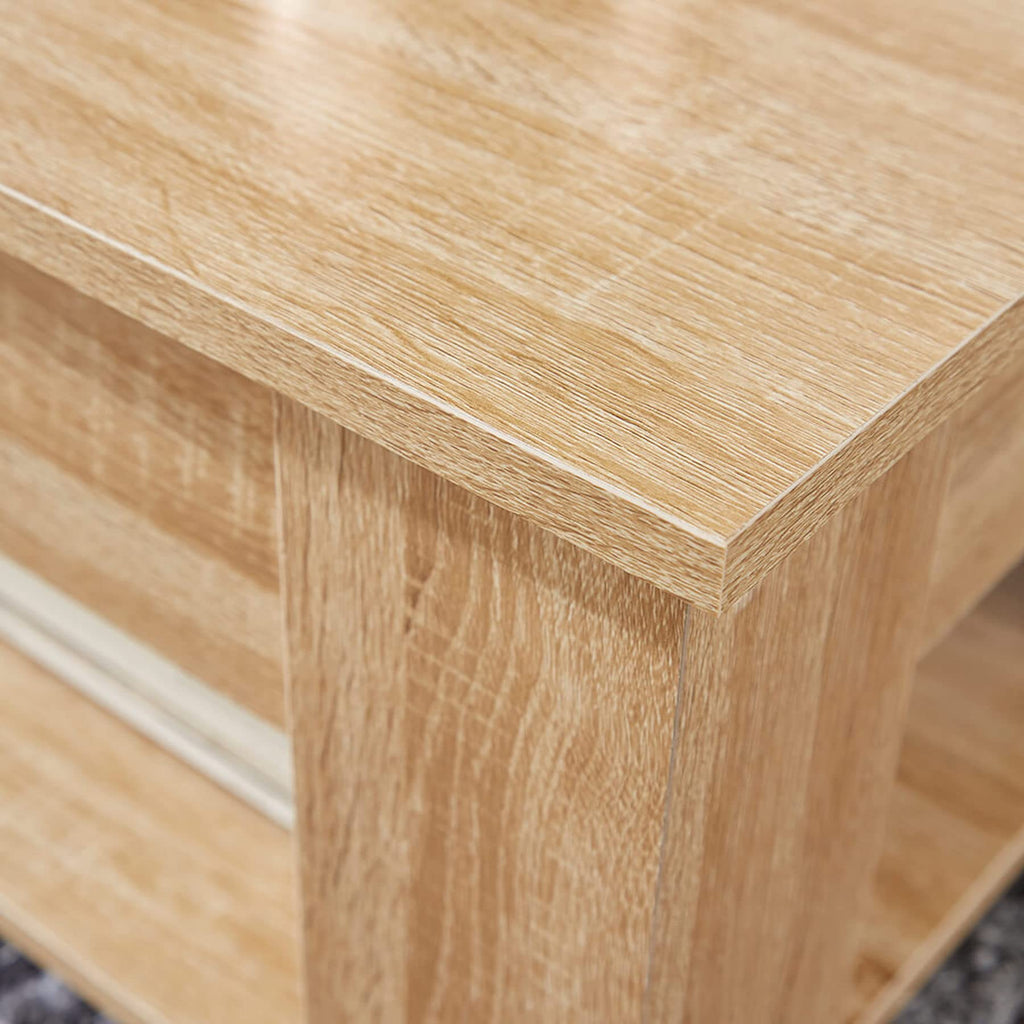 Home Source Lift Top Coffee Table with Storage & Shelf – Oak Effect