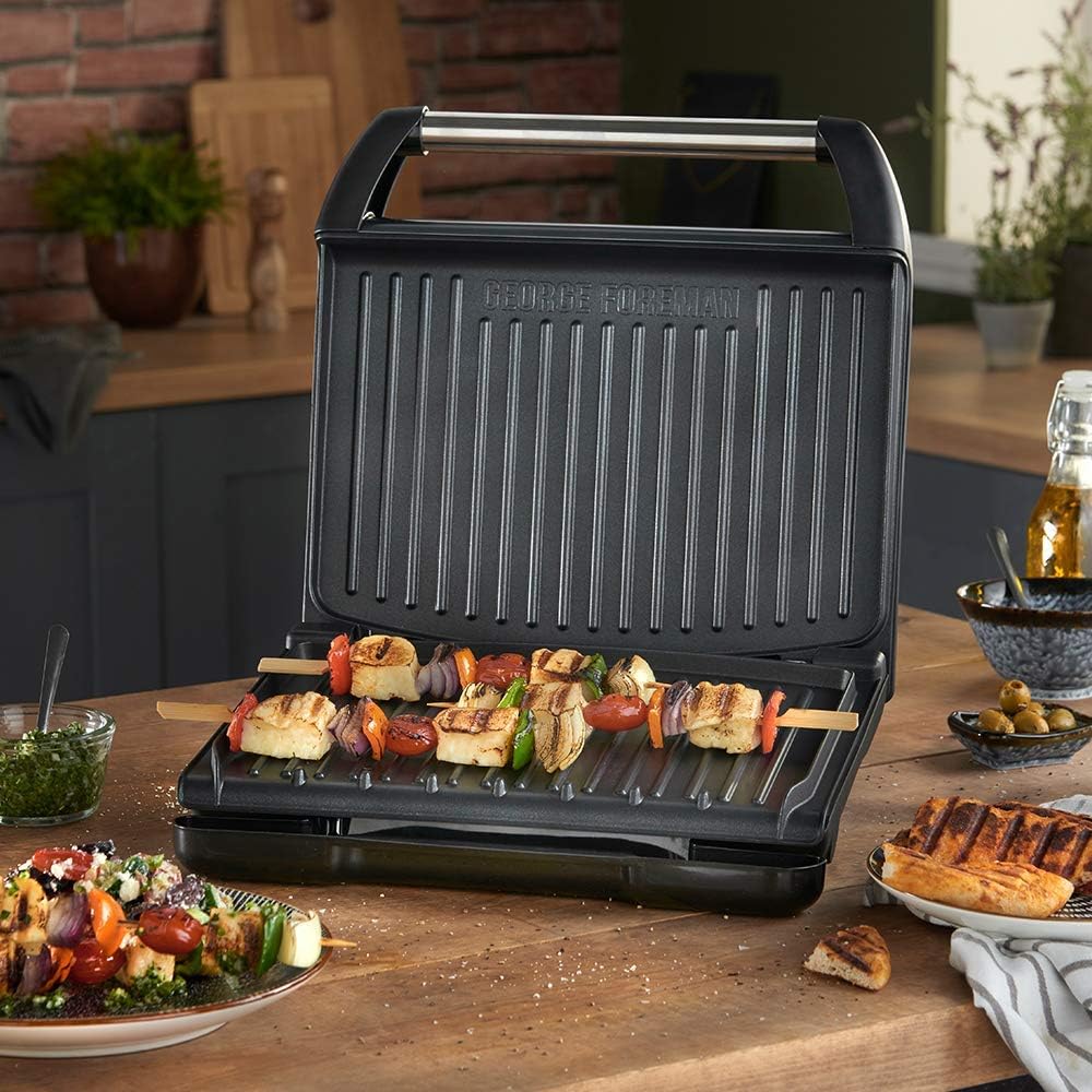 George Foreman Large Electric Steel Grill | Non-Stick Panini Press - Grey