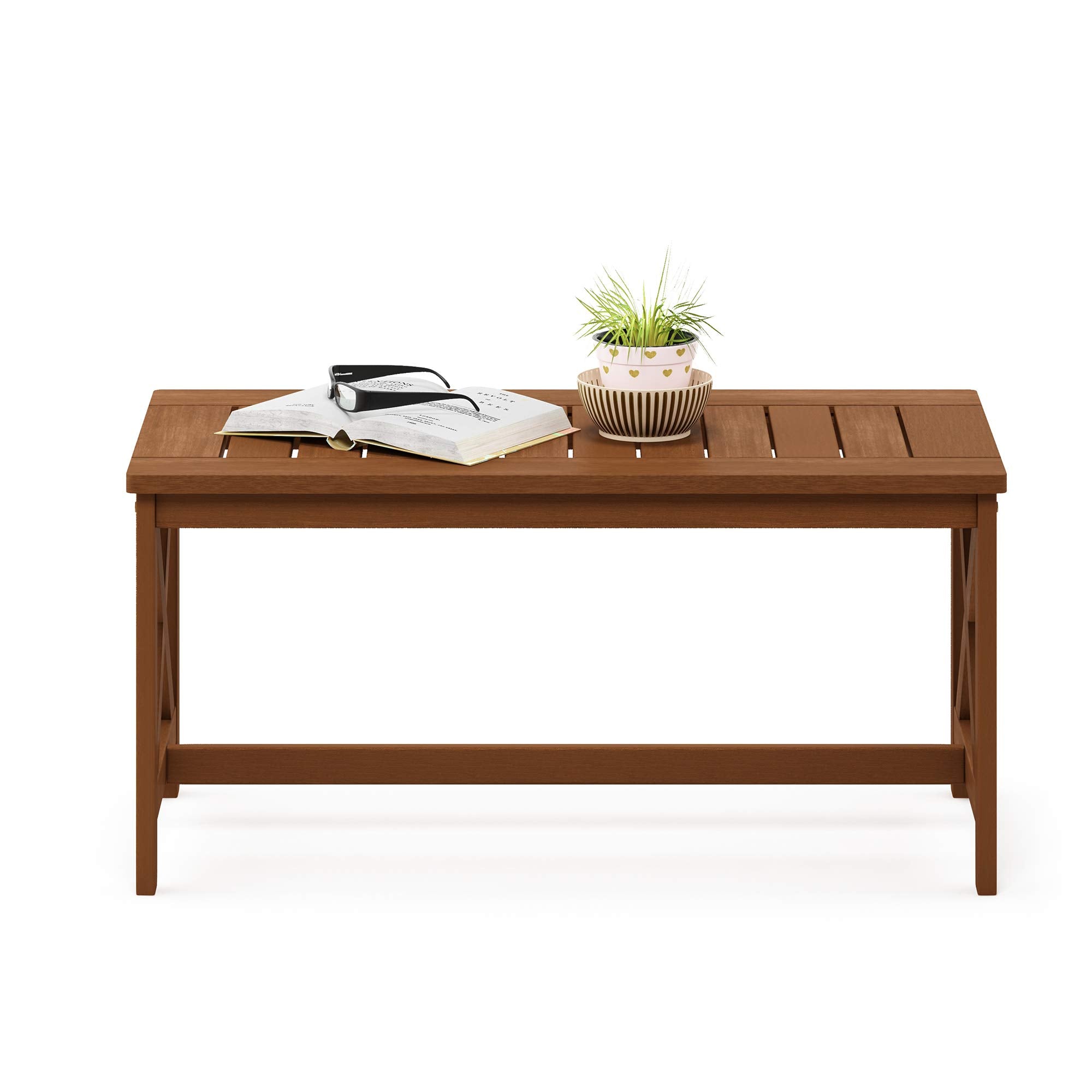 Furinno Meranti Wood Cross Design Patio Coffee Table – Natural