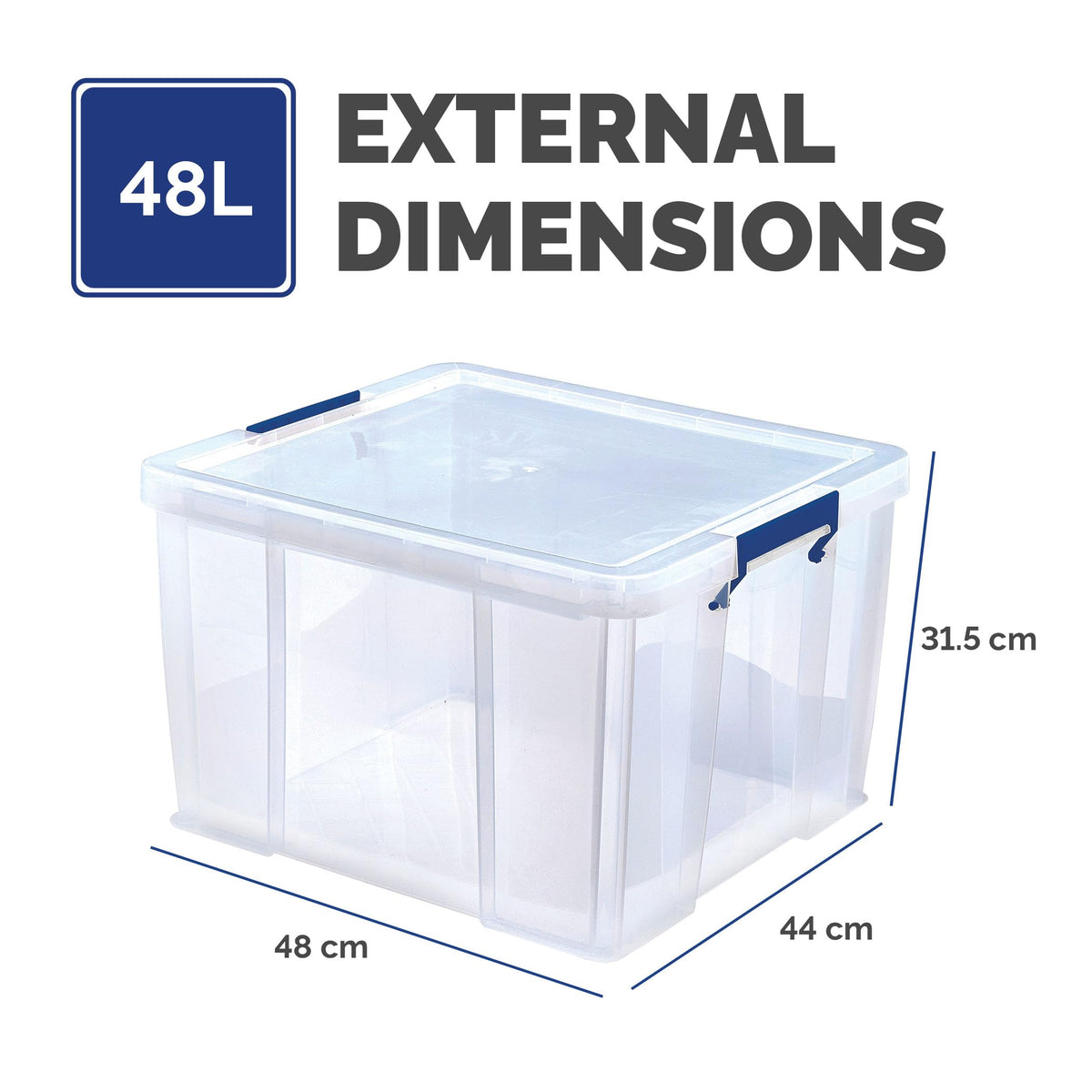 Bankers Box 48L Plastic Storage Boxes with Lids. ProStore Super Strong Stackable Plastic Storage Boxes 30 x 41 x 37 cm, Made in the UK, Clear