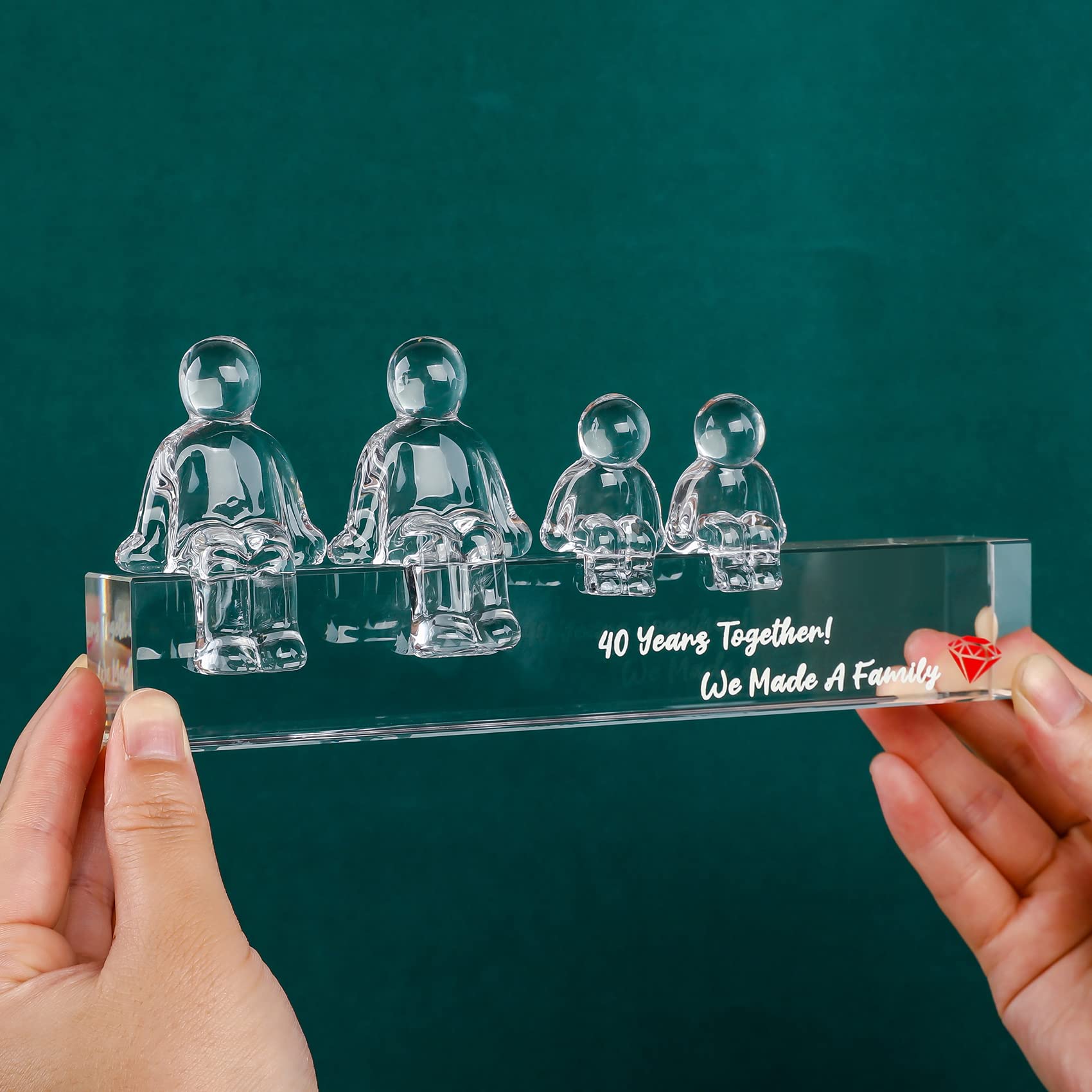 Movdyka 40th Ruby Wedding Anniversary Crystal Family Keepsake Ornament