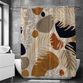 Boho Shower Curtain | Abstract Minimalist Plant Leaves Pattern