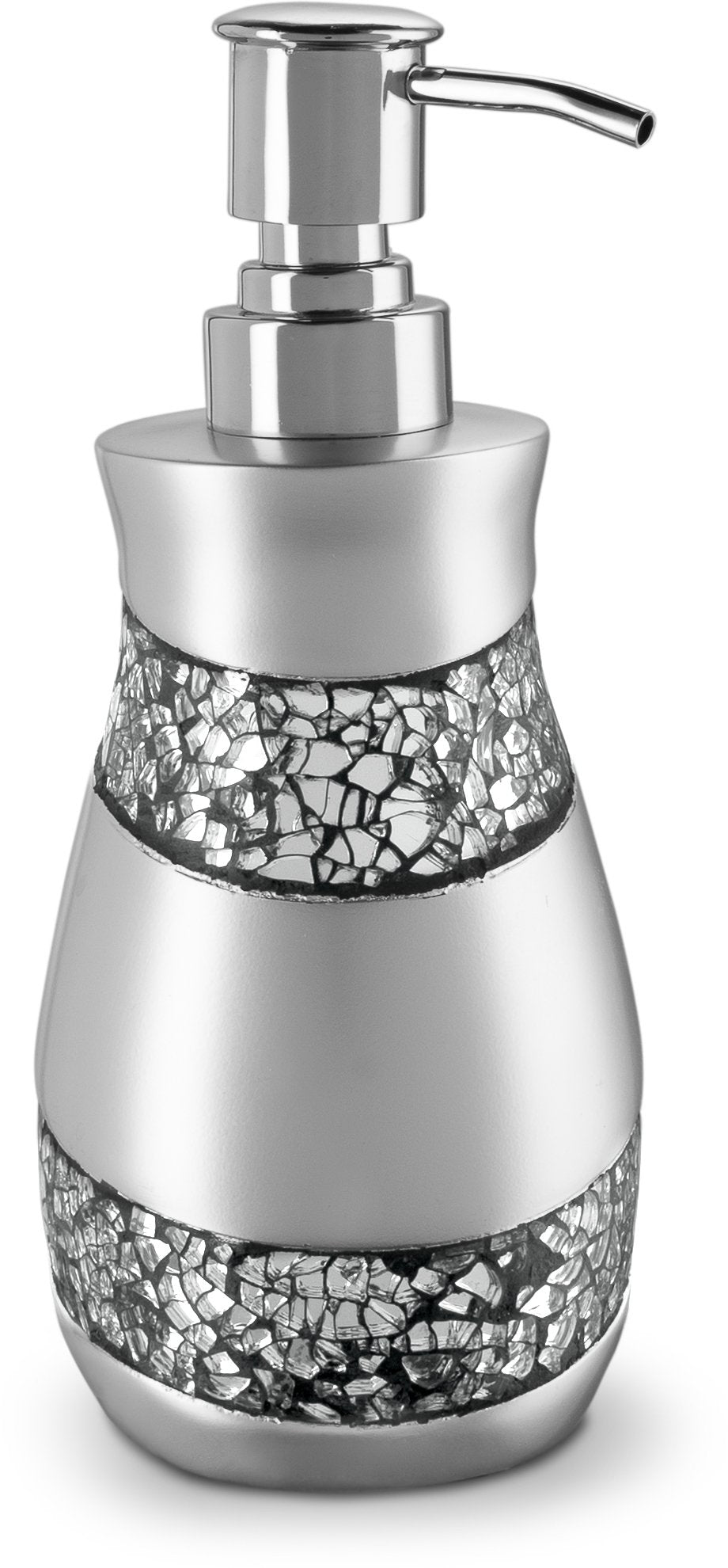 Creative Scents Silver Mosaic Soap Dispenser | Resin & Glass Lotion Pump