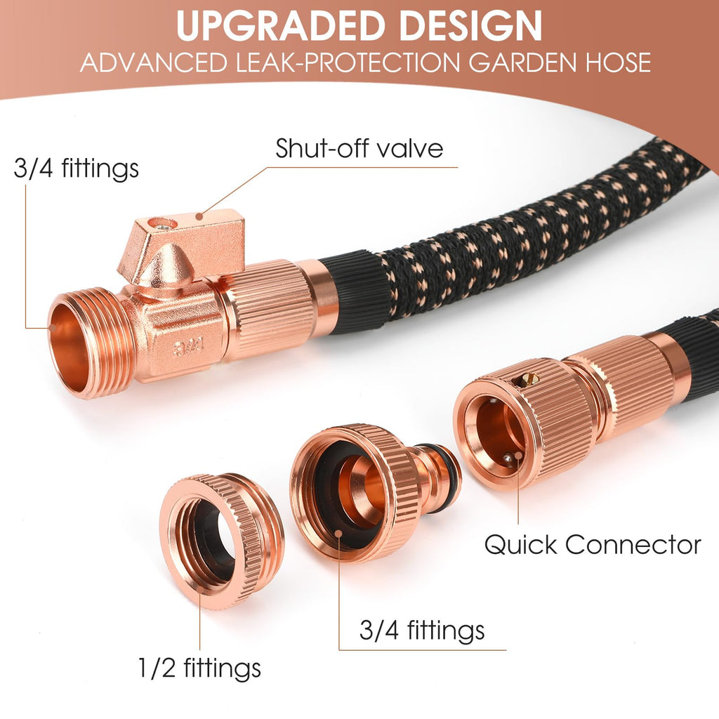 100ft Expandable Garden Hose | 10-Mode Spray & Brass Fittings