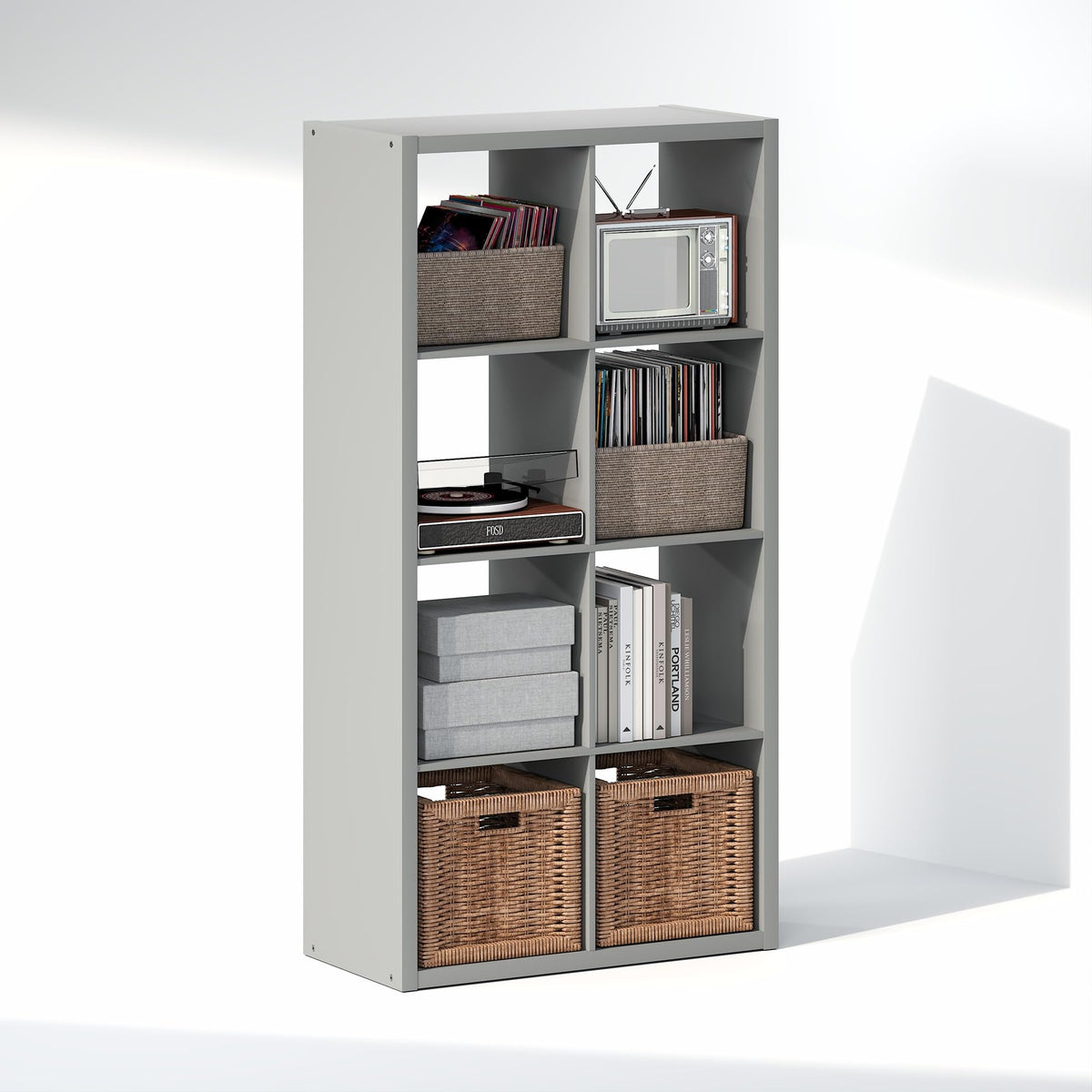 Furinno CUBICLE Record Player Stand with Vinyl Storage, 8-Cube 3cm Extra Thick Vinyl Record Storage - image 2