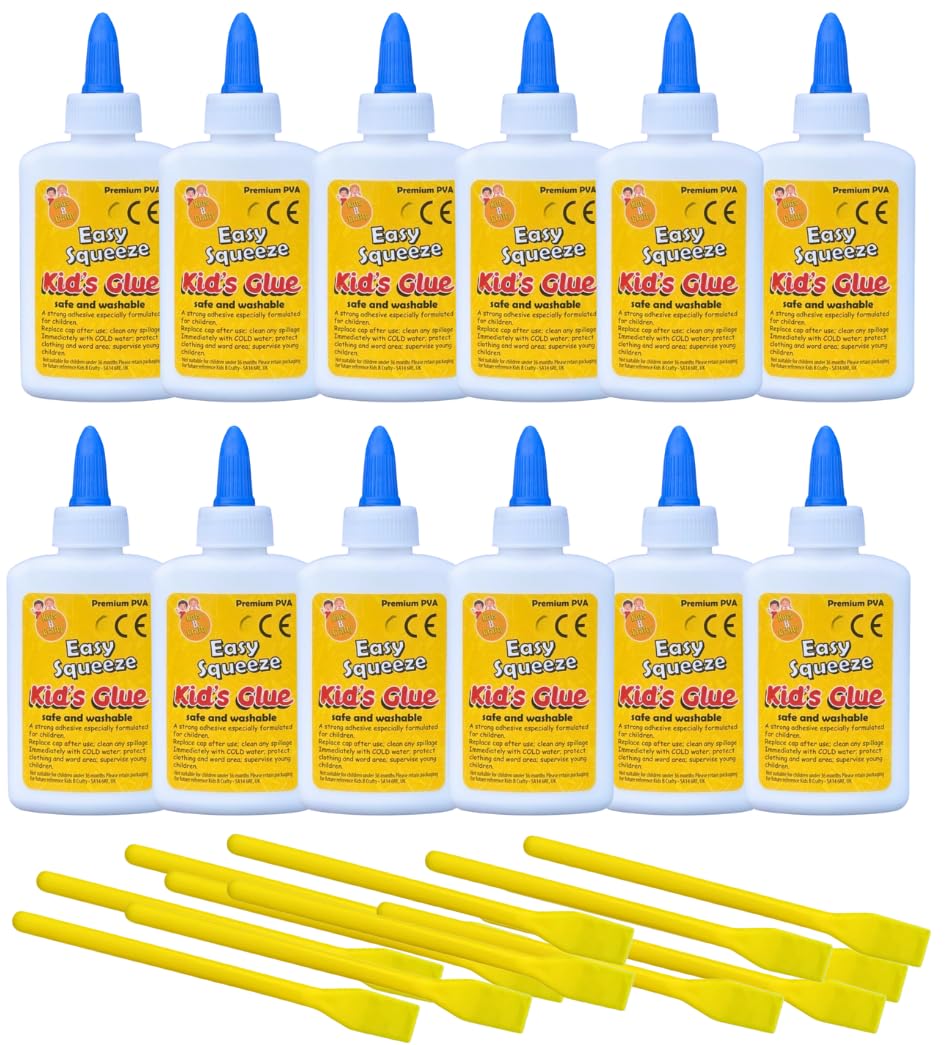 Kids B Crafty PVA Glue for Slime & Crafts - 12 x 50ml Washable Bottles