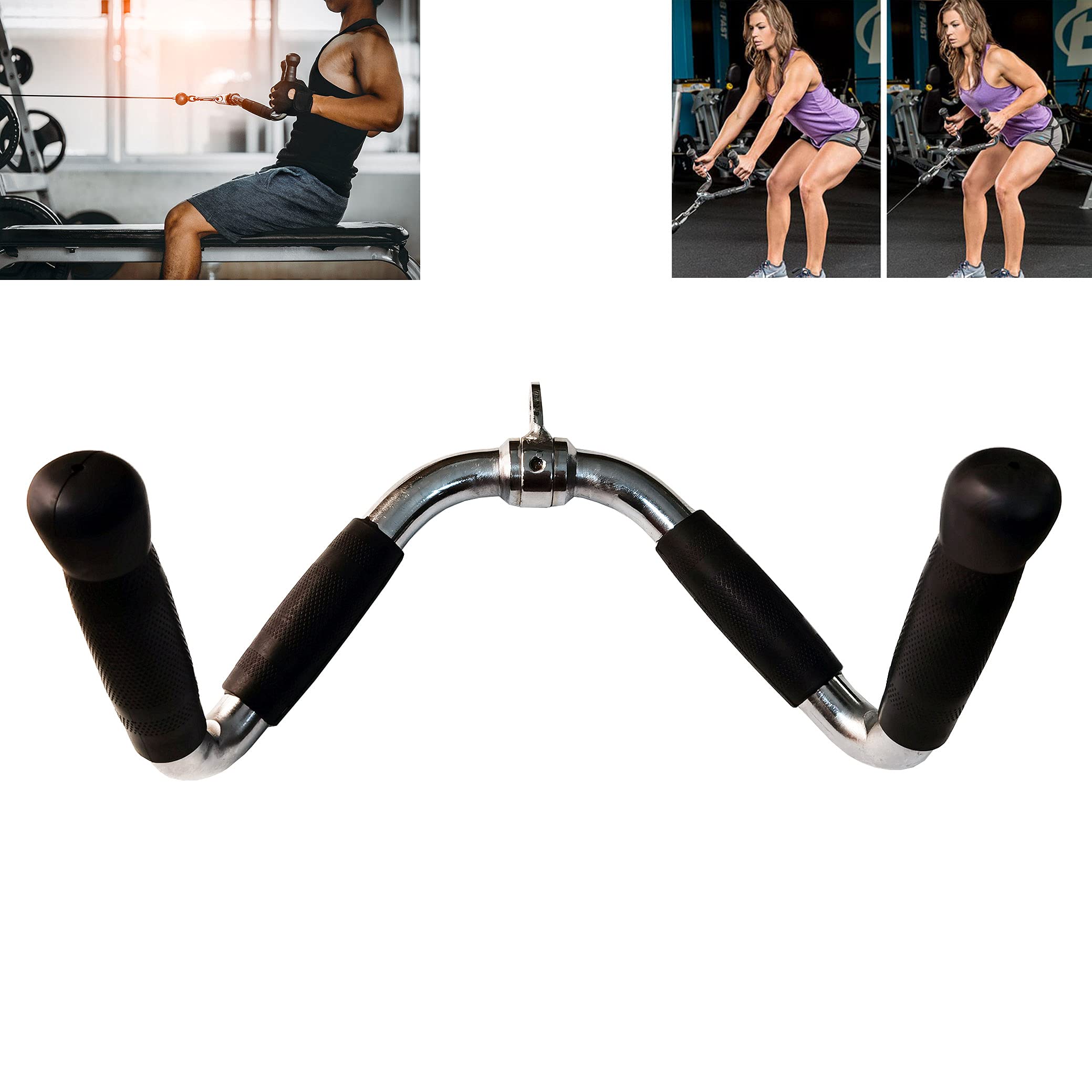 Jolof Store Revolving Straight Bar Cable Attachment with Rubber Grips