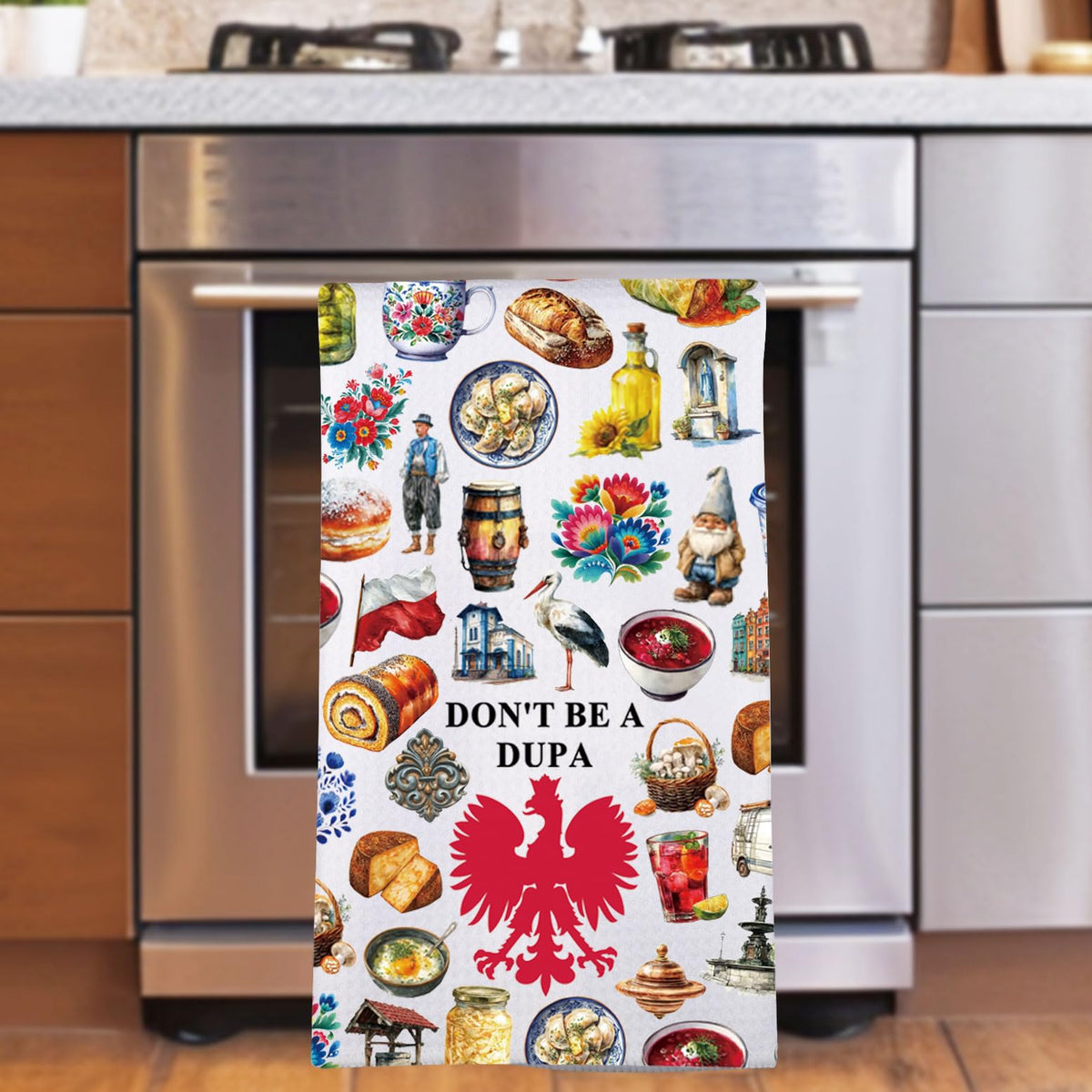 MYSOMY Polish Dish Towels Poland Souvenirs Gifts Don't Be a Dupa Polska Towels Polish Mom Gift Poland Chef Kitchen Merch ManyDUPA kt2 - image 5