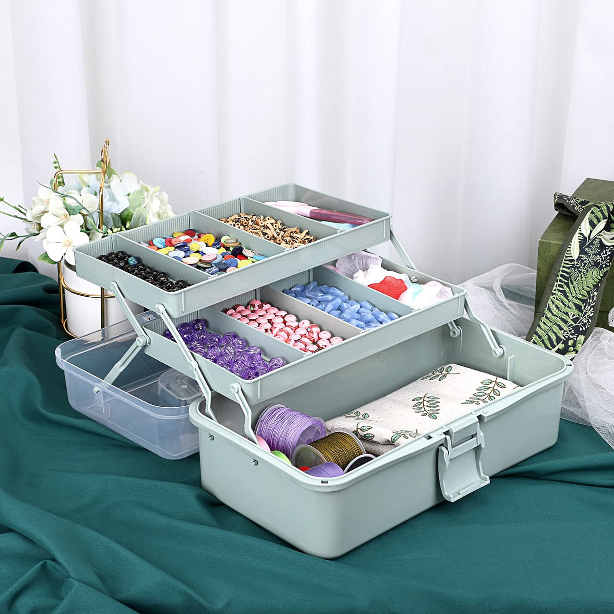 IGNPION 3 Tiers Craft Stackable Storage Box，Plastic Tool Dividers Organiser - image 3