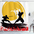 ABAKUHAUS Japanese Ninja Shower Curtain | Waterproof Fabric Decor, 69x86"