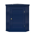 Teamson Home Glancy Navy Corner Wall Cabinet with Faux Louvered Door