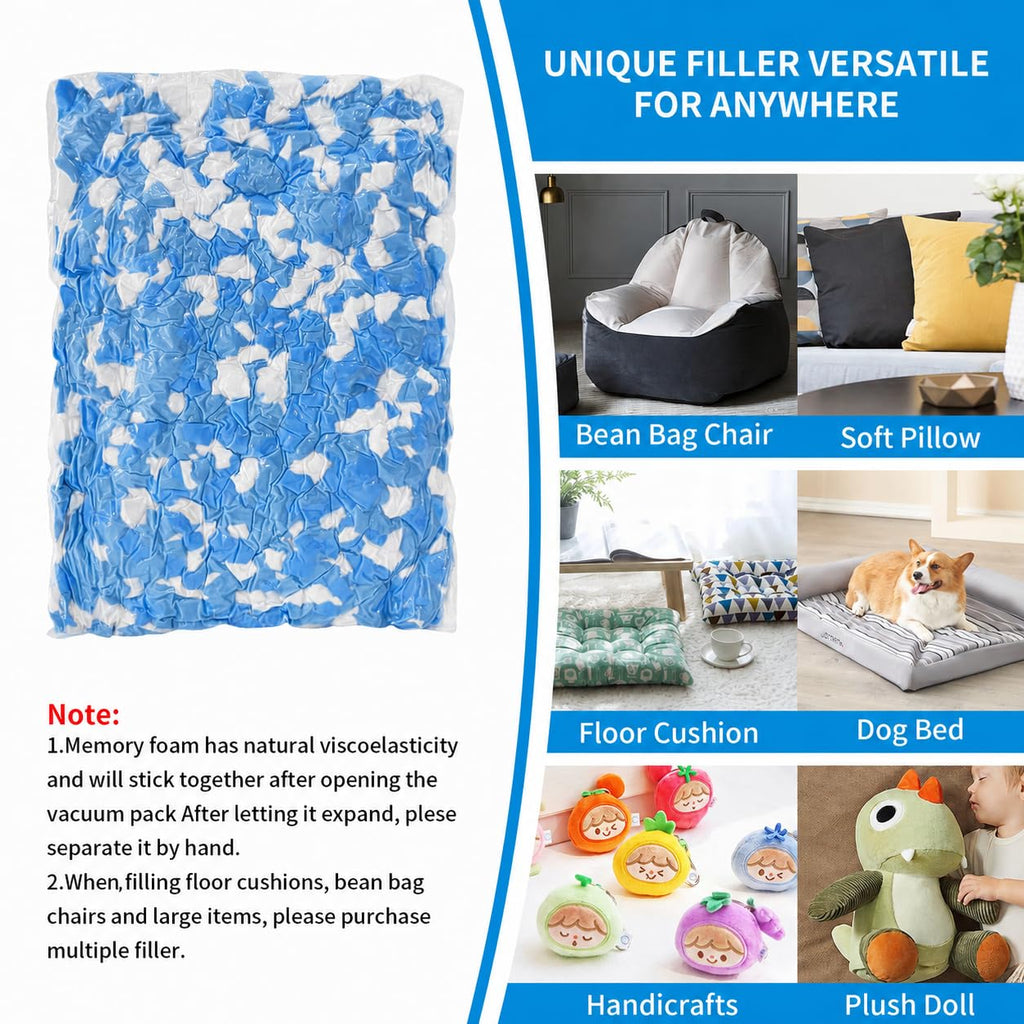 Welacer Blue White Shredded Memory Foam 4.5KG, Bean Bag Chair Refill - image 4