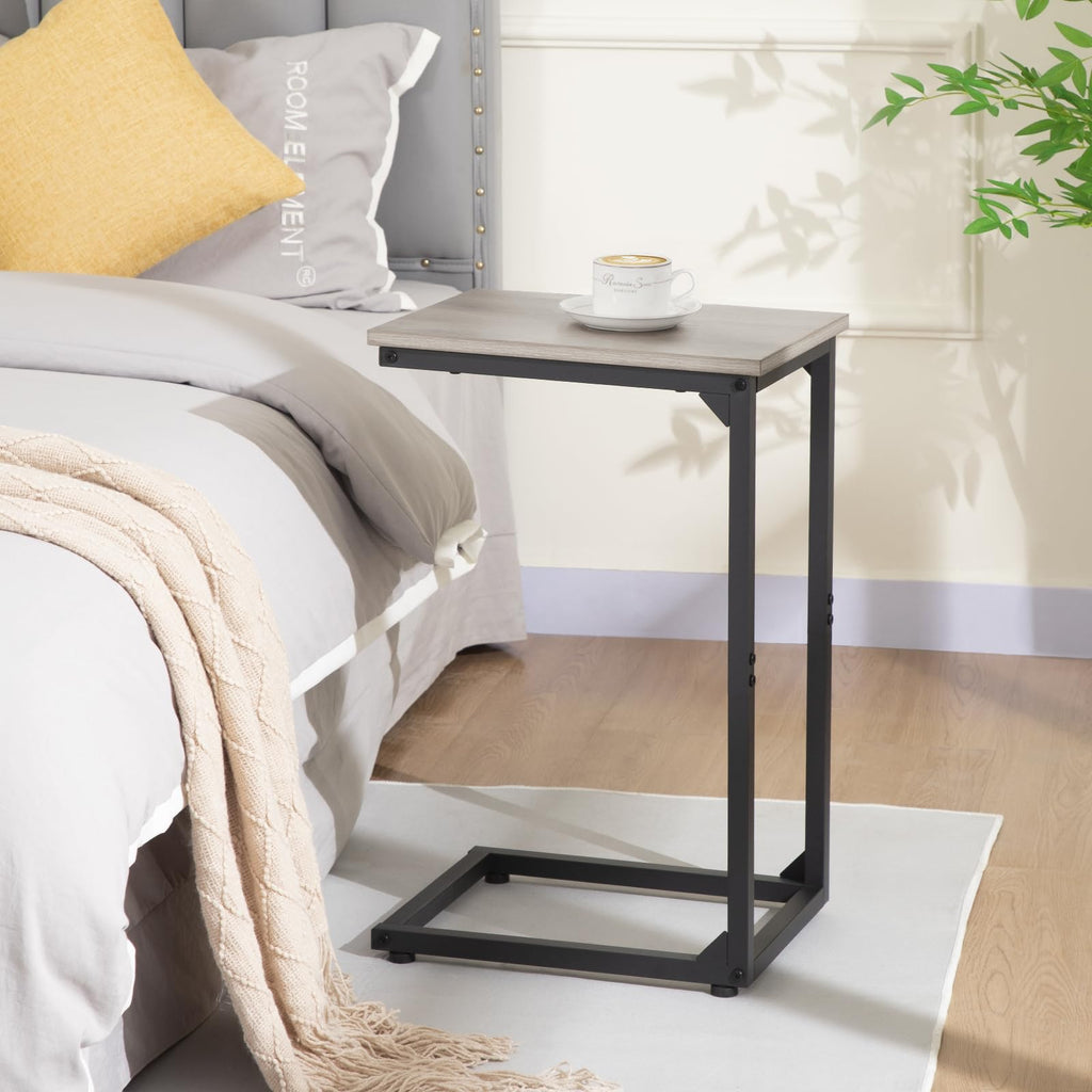 AMHANCIBLE C-Shaped Side Table, Bedside Table Set of 2, Sofa Table for Small Spaces, Coffee Table with Metal Frame for Living Room, Bedroom