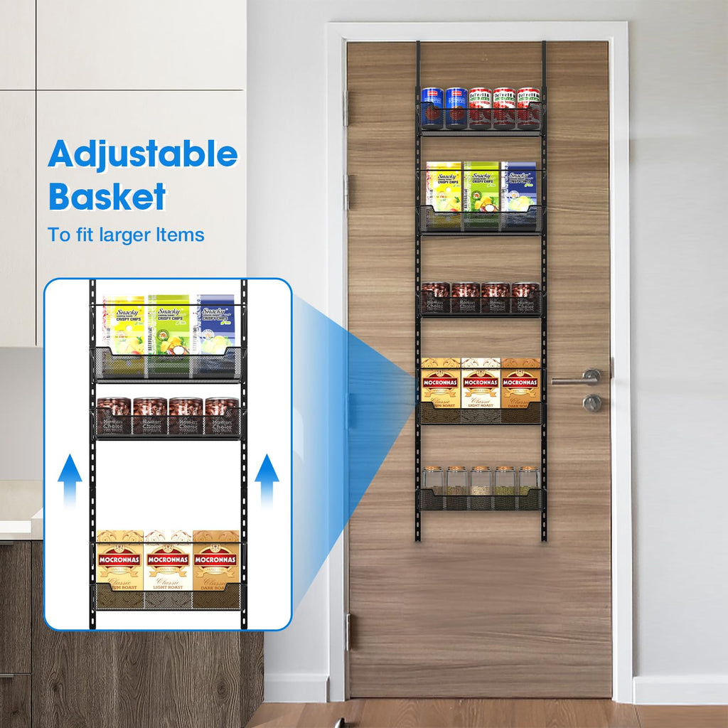 VyGrow 6-Tier Over the Door Pantry Organizer – Adjustable Metal Spice Rack