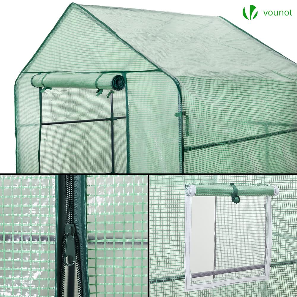 VOUNOT Walk-In Greenhouse with Shelves - Portable Garden Growhouse