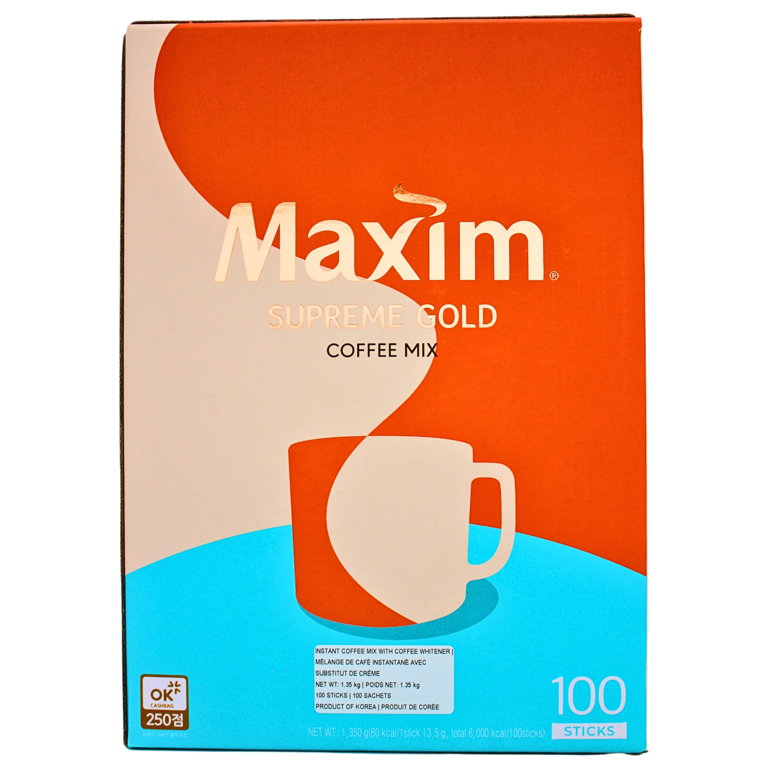 Maxim Supreme Gold Instant Coffee Sticks – Creamy and Rich (100 Pack)