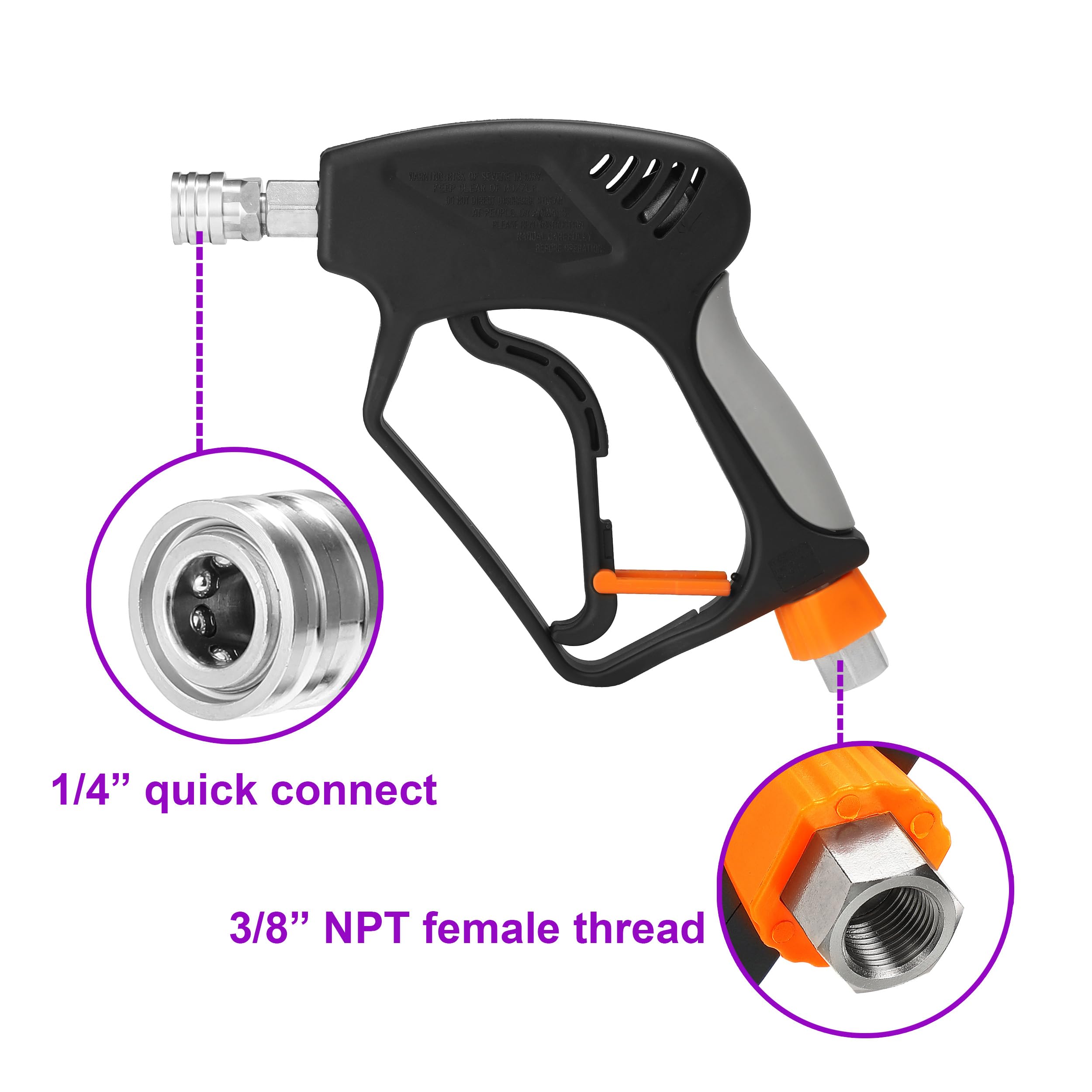 PWACCS Pressure Washer Gun with Swivel | 5000 PSI Short Power Washer Kit