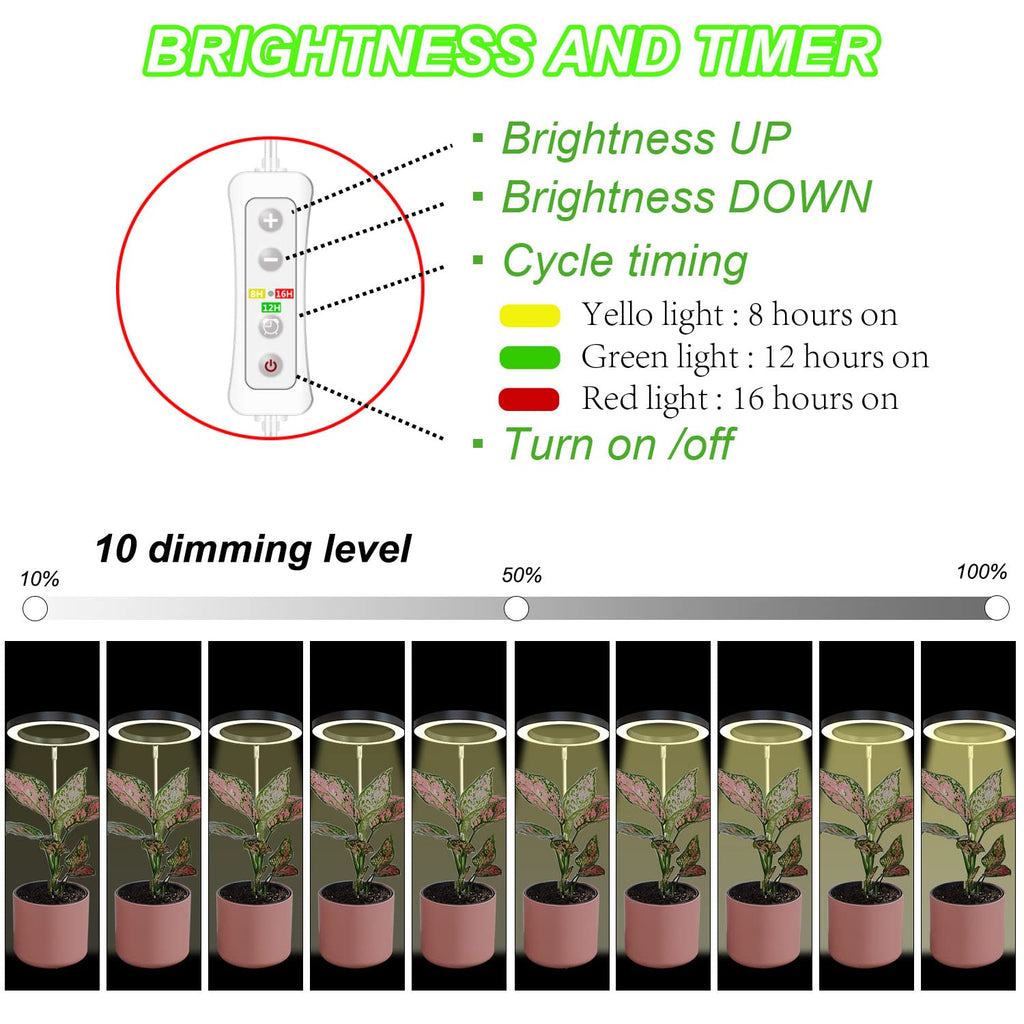 Yadoker LED Grow Light | Full Spectrum Height Adjustable Plant Lamp | 2 Pack