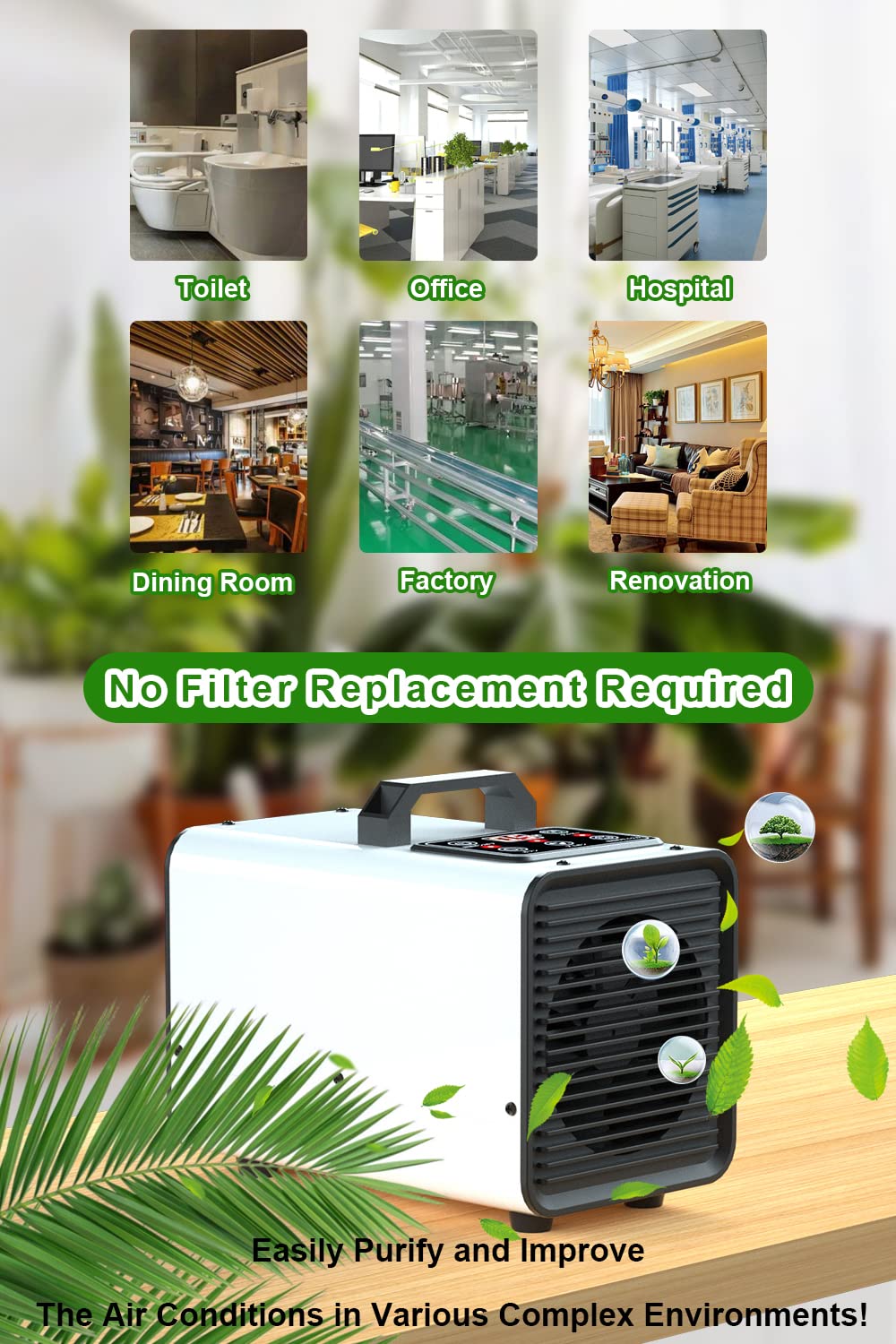 Jolof Store 60,000 Mg/h Ozone & Negative Ion Generator Air Purifier