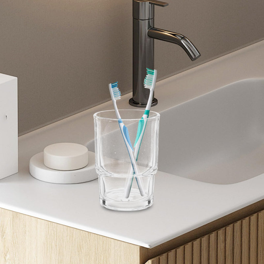 Operitacx 2pcs Rinsing Cup Glass Cup 3.5inch Glass Sleek Design Comfortable and Delicate Touch Holding Toothbrushes for Hotel Use on The Sink - image 5