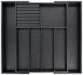 VaeFae Expandable Bamboo Silverware Drawer Organizer | Black Cutlery Tray