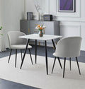 Hallowood Cullompton 2 Seater Dining Set – White Marble & Grey Fabric