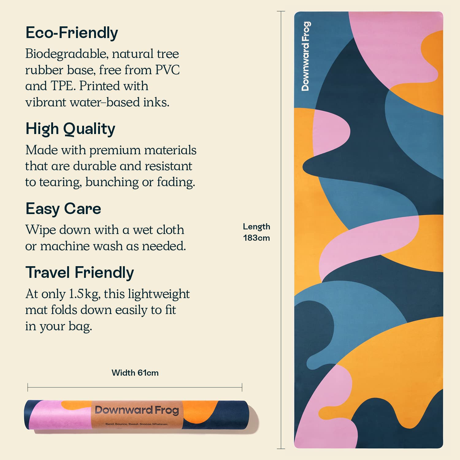 Jolof Store Printed Yoga Mat – Eco Natural Rubber Travel Mat for Hot Yoga