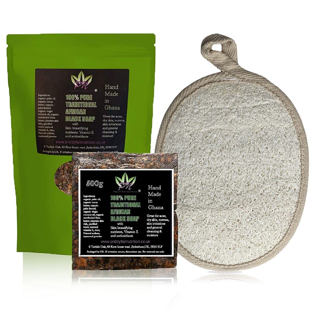 Priddyfair Nutrition Organic African Black Soap Bar with Camwood - 504g