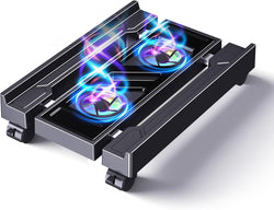 Pc Stand with Fan, Adjustable computer tower stand, Cpu Stand with 4 Rolling Caster Wheels,Fits Most PC Under Desk-Black - image 1