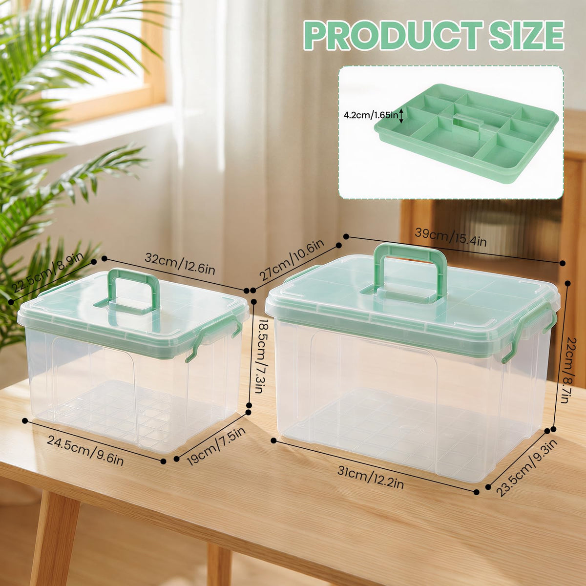 Stidyzo Medicine Storage Box, Large Storage Boxes with Lid, Green - image 2