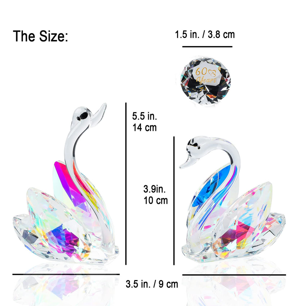 Crystal Swan 60th Anniversary Gift | Glass Figurine Set