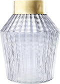 Kare Design Barfly Glass Flower Vase – Gray and Brass Decor, 30cm