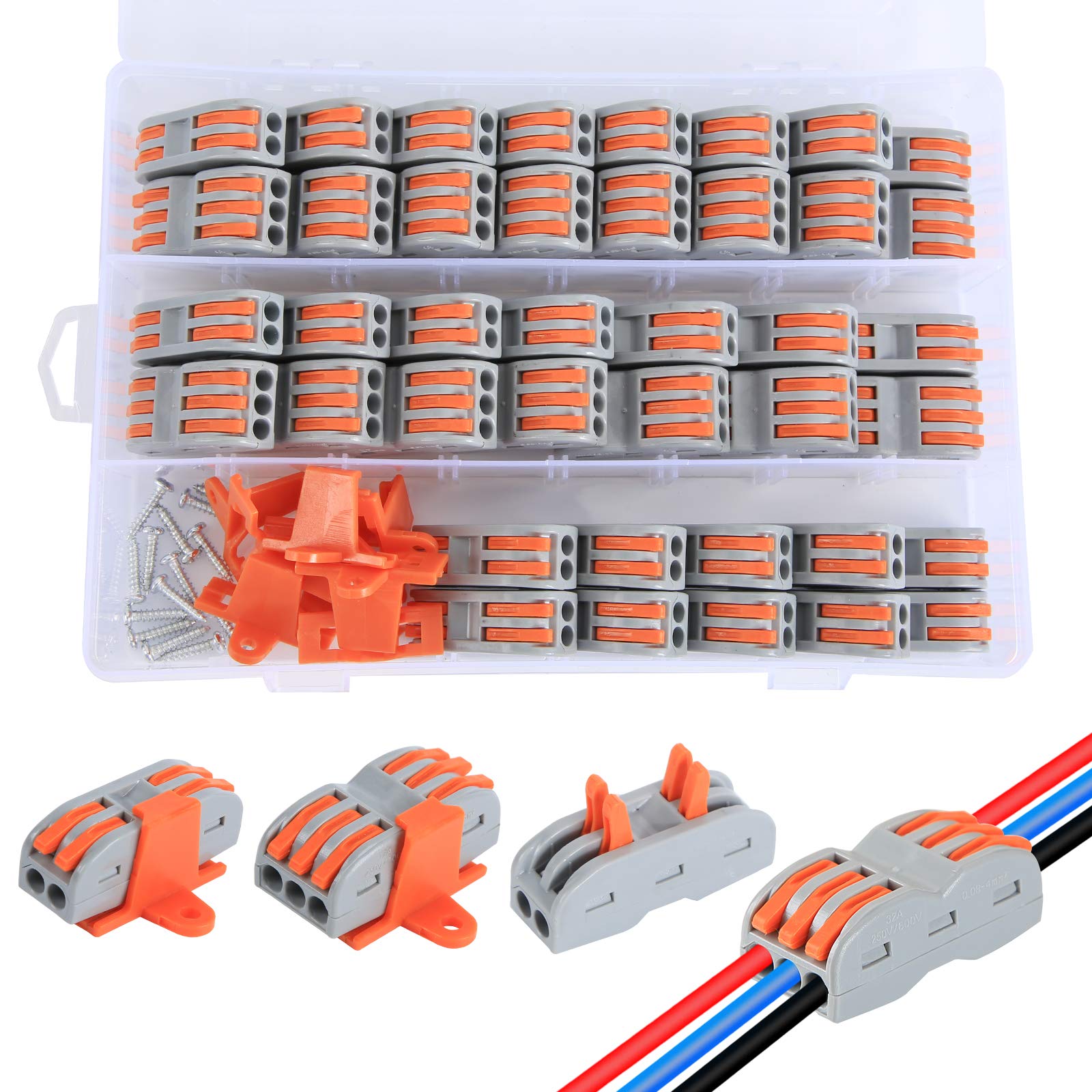 Aigreat 70pcs Compact Wire Connectors – 2 & 3 Circuit Inline Splices