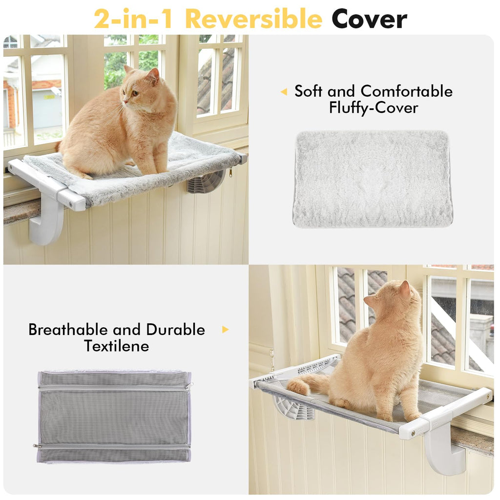 Zoratoo Window Cat Perch – Sliding Clamping Hammock with Dual Fabric Cover