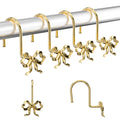 Bow Shower Curtain Hooks | 24-Piece Rustproof Brushed Gold