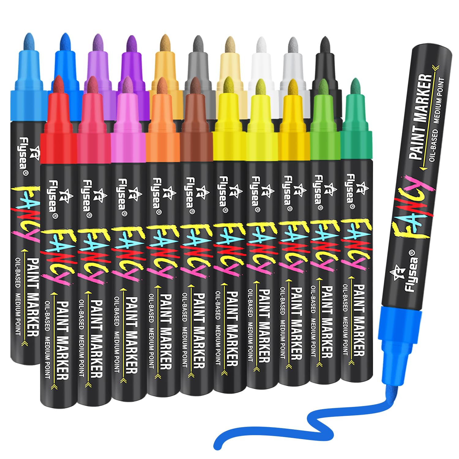 Alitastro Oil-Based Paint Pens - 20 Pack Waterproof Medium Tip Markers