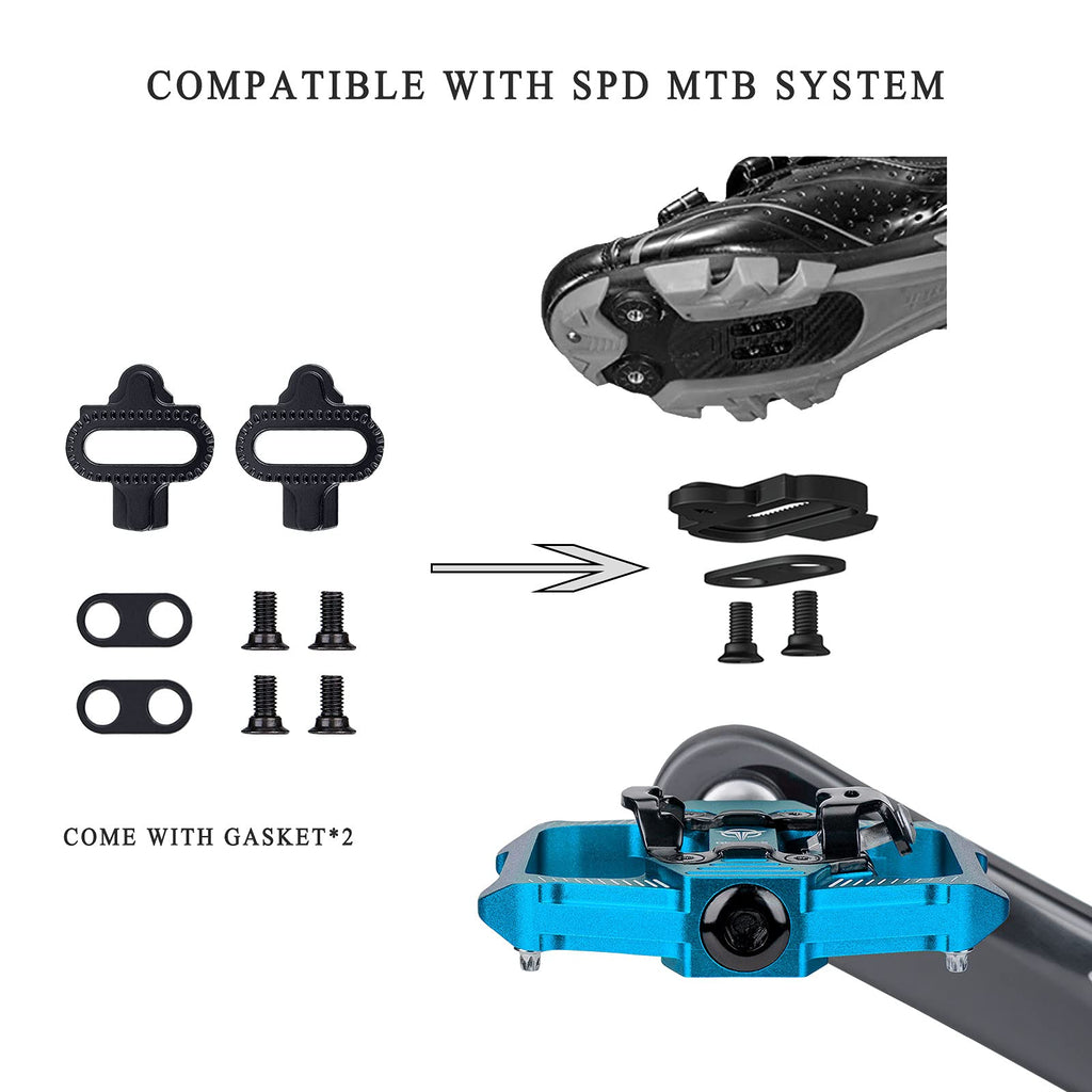 GEWAGE Dual Function MTB Pedals – SPD Compatible 3-Bearing Flat Pedals