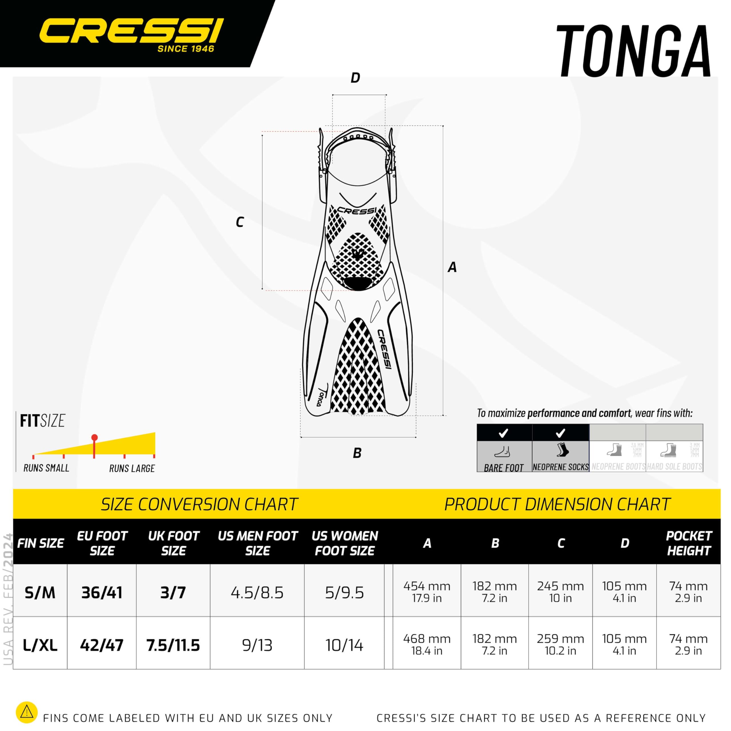 Cressi Tino Adventure Snorkel Set – Tonga Fins & Mask, Blue, S/M