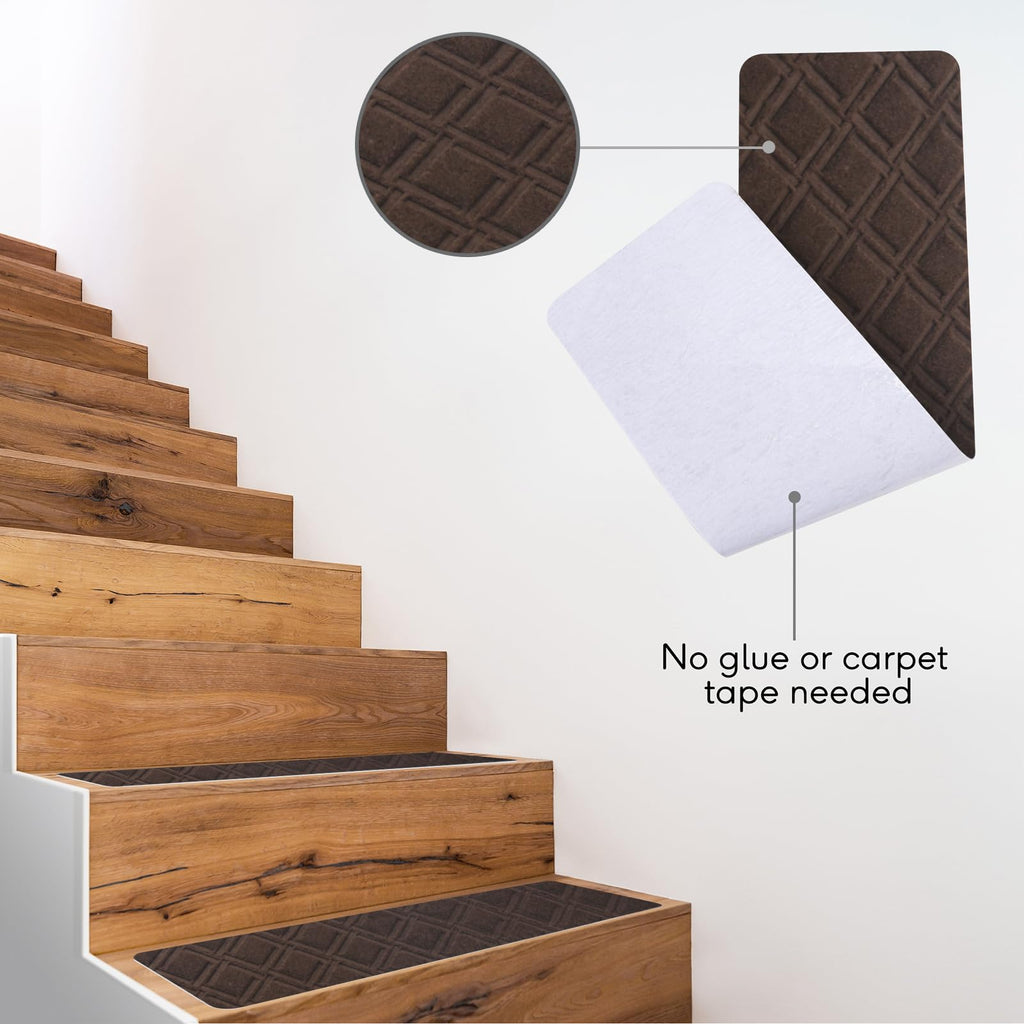 Triceratops Non-Slip Stair Treads - 14-Pack Washable Wool Blend Runners
