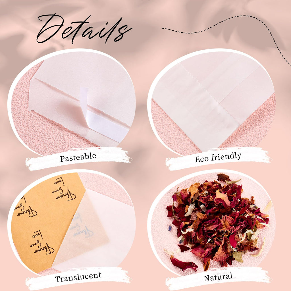Tenare Wedding Confetti Kit | 100 Sets Dried Rose Petals & Glassine Bags