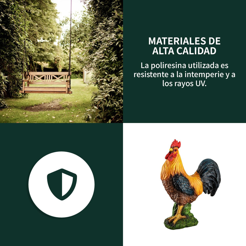 1PLUS Polyresin Cockerel Garden Figurine – Weatherproof Rooster Statue