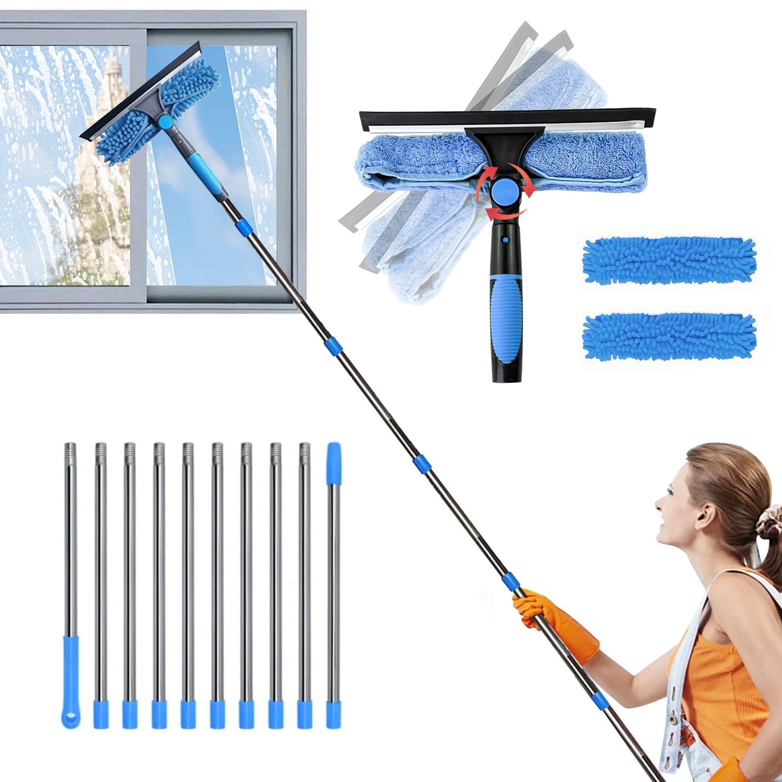 4.25M Window Squeegee Cleaner Kit with Long Extension Pole