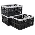 Ikando 3 Packs 30 L Black Foldable Crate, Plastic Collapsible Storage Box - image 1