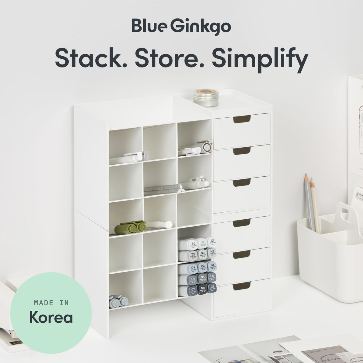 Blue Ginkgo Hive Stack Organizer Partition, White - image 2