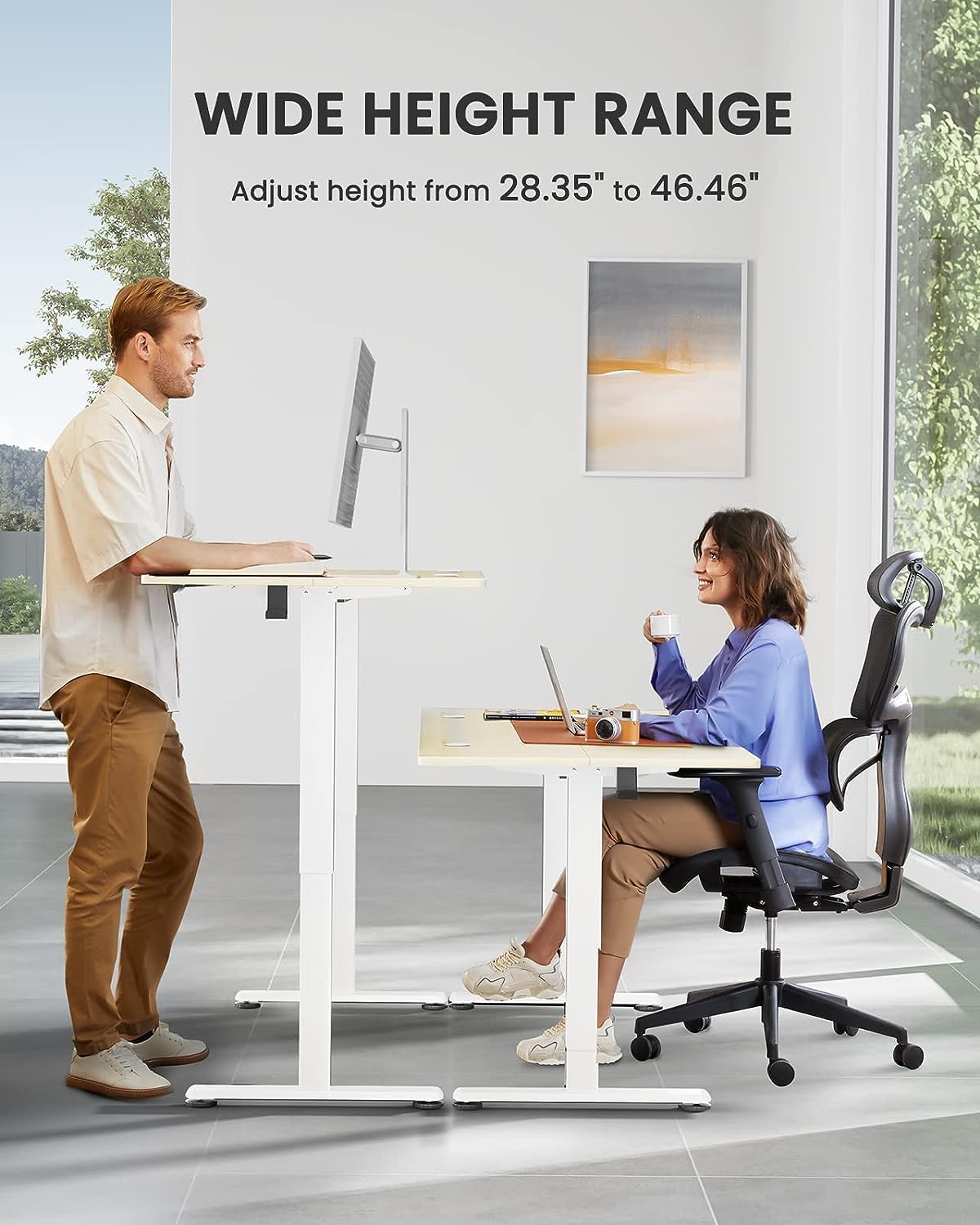 ErGear Electric Standing Desk – 120x60cm Height Adjustable Sit Stand Desk