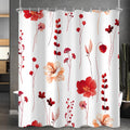 Lerores Red Motif Shower Curtain – 180x160cm Anti-Mould Weighted Hem