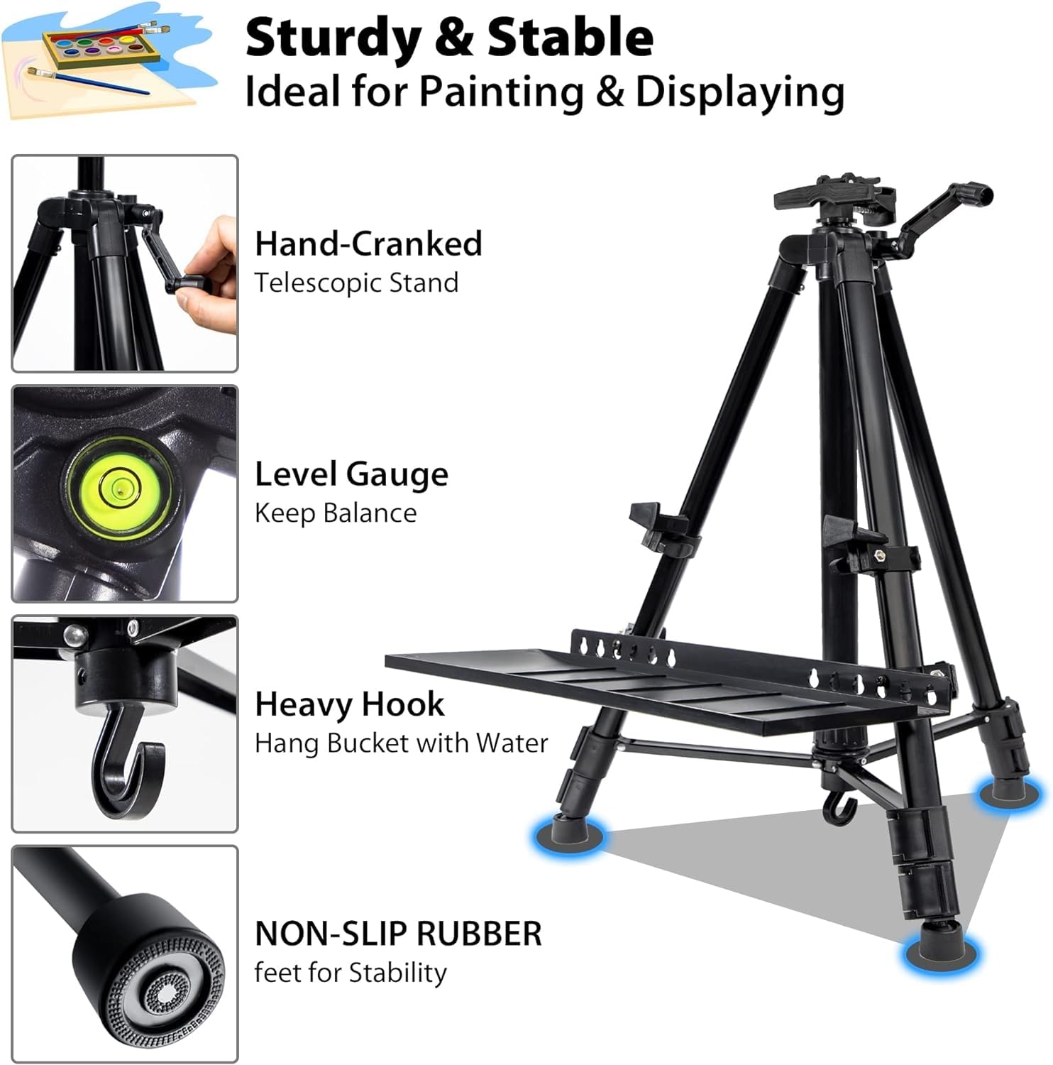 WIIGO Art Easel Stand – Adjustable 155cm Aluminum Tripod for Floor & Table